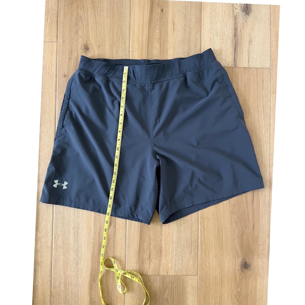 Under Armour HeatGear Mens XL Fitted Athletic Training Shorts Gray Blue 7 Inseam - Picture 6 of 6